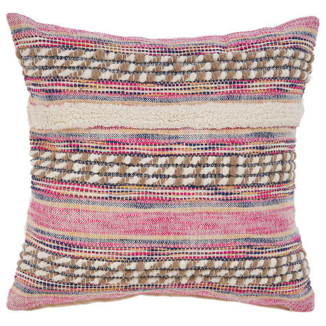 Multicolored Pink Striped Throw Pillow