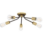 Quoizel Lighting - Quoizel Lighting - Latitude - 5 Light Flush Mount-Western Bronze Finish - Collection: Latitude, Material: Steel, Finish Color: Western Bronze, Width: 27.5", Height: 6.5", Length: 27.5", Depth: 27.5", Lamping Type: Incandescent, Number Of Bulbs: 5, Wattage: 100 Watts, Dimmable: Yes, Moisture Rating: Damp Rated, Desc: Latitude updates a retro silhouette with simple yet modern accents for a fun transitional look. Subtle angles pay homage to the asymmetry of mid century design, while a two-tone finish in earth black and brushed silver adds chic versatility. Pair with vintage filament bulbs for maximum flair.   Product Design Style: Contemporary   Product Finish: Black   Product Electical:   Product Warranty: Limited Warranty: Electrical Components [10 Years], Finish - Indoor & Outdoor [3 Years], Coastal Armour - Outdoor Finish [5 Years].    Canopy Included: TRUE    / Sloped Ceiling Adaptable:    / Canopy Diameter: 5.00    / Dimmable: TRUE    / Warranty: Limited Warranty: Electrical Components [10 Years], Finish - Indoor & Outdoor [3 Years], Coastal Armour - Outdoor Finish [5 Years]    / Room Style: Entry/Foyer/Living   . Entry/Foyer/Living   Cord Length: 72.00    / Canopy Diameter: 5.00 X 0.75   .  Assembly Required: Yes    / Canopy Included: Yes    / Canopy Diameter: 5    / Bulb Shape: A19    / Dimmable: Yes   . ,-Latitude - 5 Light Flush Mount-Western Bronze Finish-Latitude Flush Mount, Flush Mount, Western Bronze finish Flush Mount, directional lighting, directional flush lighting, directional flush mount lighting, directional light, directional flush light, contemporary lighting, contemporary flush mount ceiling light, contemporary flush mount light, sputnik lighting, sputnik chandelier, sputnik flush mount light, earth black finish ceiling lighting, earth black finish flush mount ceiling light, earth black finish flush mount light, exposed bulbs, no glass, LIGHTING, LIGHTING-FIXTURE, SILVER, WHITE, LINEAR-FIXTURE-SHAPE, SEMI-flush mounted, METAL-LOOK, ceiling mounted-LTT1628WT