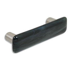 CKP - Art Glass Pull, Charcoal Swirl, Dull Brushed Nickel Base - Cabinet And Drawer Handle Pulls