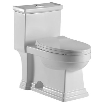 Block 1-piece 1.0 GPF/1.5 GPF High Efficiency Dual Flush Toilet