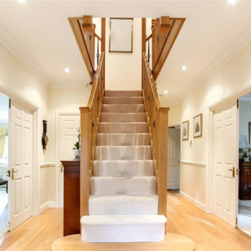 2x Staircase Renovations | Oak & Forged Steel Spindles with glass | Farnham