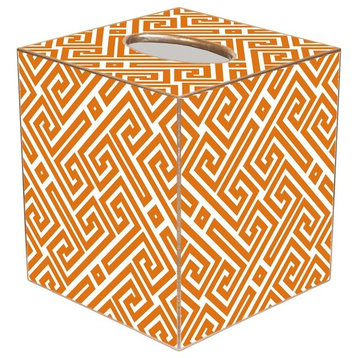 TB2658 - Orange & White Fret Pattern Tissue Box Cover