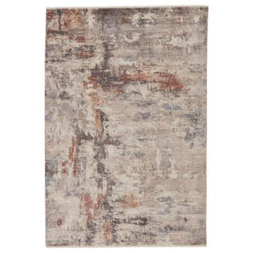 Vibe Heath Abstract Gray and Red Area Rug, 9'3"x13'3"