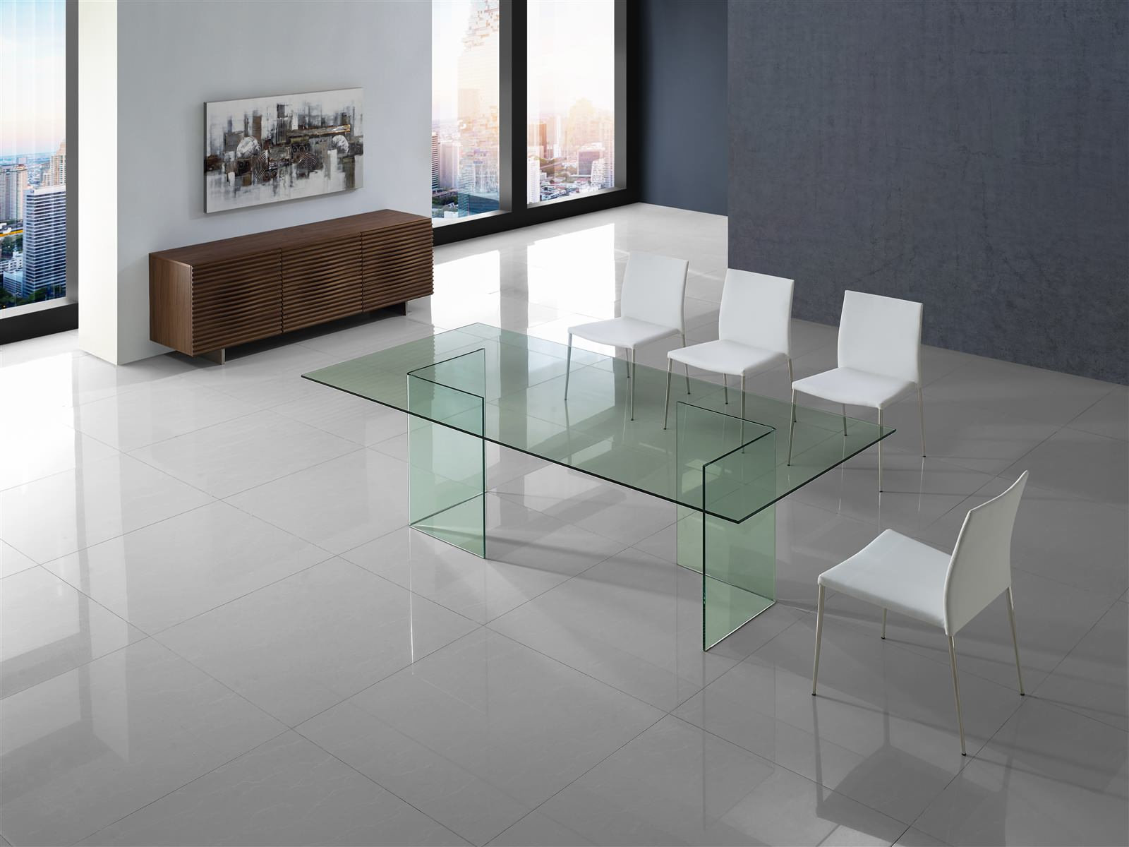 Casabianca Home Miami Clear Glass Dining Table Contemporary Dining