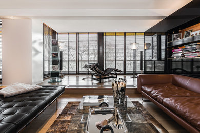 Cette image montre un salon minimaliste.
