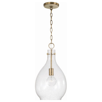 Brentwood One Light Pendant, Aged Brass