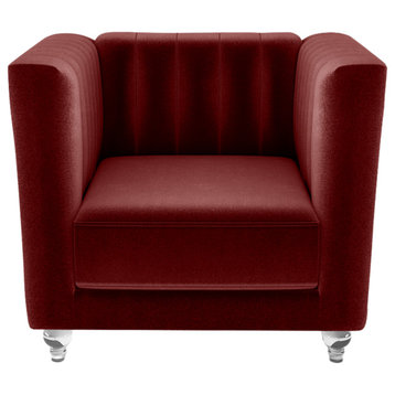 33.9" Empire Barrel Chair - Tuxedo Arm Velvet Upholstery