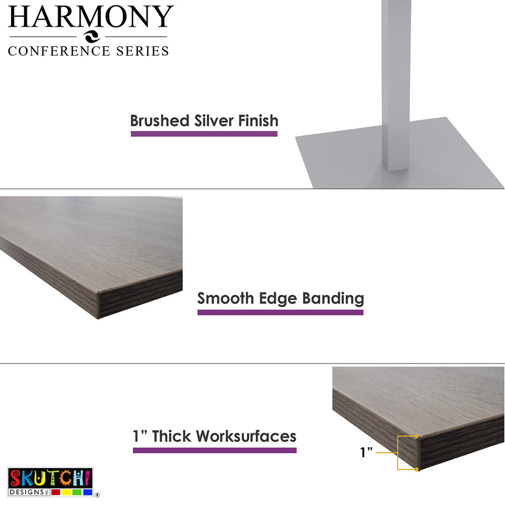 7 Foot Arc Boat Conference Table With Square Metal Base Power And Data ...