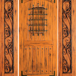 Knotty Alder Front Prehung Door with Two Sidelites,, Speakeasy - Front Doors