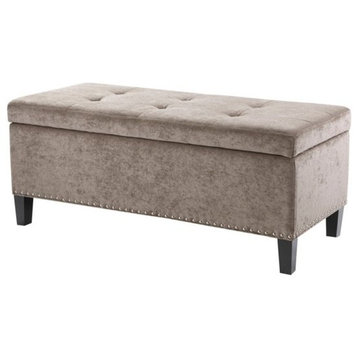 Madison Park Shandra II Tufted Top Soft Close Storage Bench, Taupe