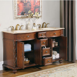 Accord Antique 60 inch Rich Cherry Double Sink Bathroom Vanity - Bathroom Vanities And Sink Consoles