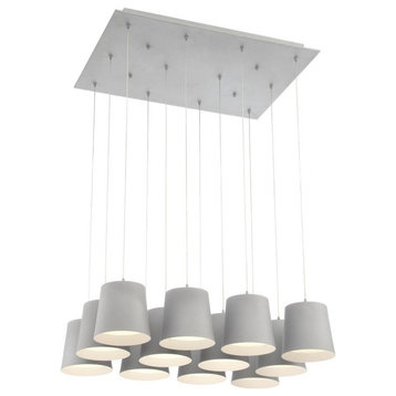 Chandelier 12 Light - 20 Inches Wide by 8.25 Inches High-Grey Finish