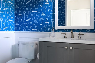 Beach style powder room photo in Orange County