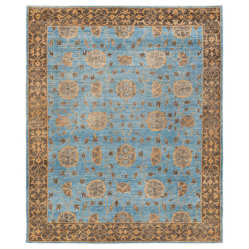 Oushak, One-of-a-Kind Hand-Knotted Area Rug Light Blue, 9'2"x11'3"