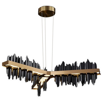 Black led light ceiling chandelier for living room, bedroom, dining room