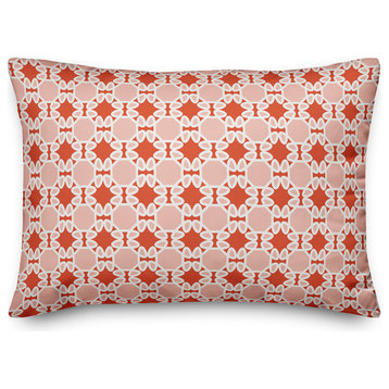 Folk Lattice Pattern in Red Throw Pillow