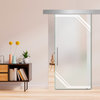 Sliding Barn Glass Door with Full Private Design, Full Private, 32"x81", Recessed Grip