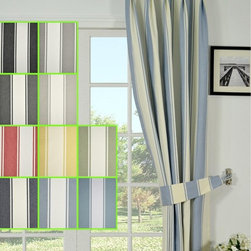 Moonbay Stripe Double Pinch Pleat Cotton Curtains - Curtains