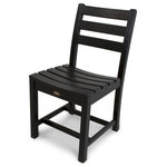Polywood - Trex Outdoor Furniture Monterey Bay Dining Side Chair, Charcoal Black - The Trex Outdoor Furniture Monterey Bay Dining Side Chair is the ideal companion to one of the traditional Monterey Bay dining tables. Style and comfort are further enhanced by the fact that its available in a variety of attractive, fade resistant colors that are specifically designed to coordinate with your Trex deck. This all-weather chair is made with solid HDPE lumber that wont rot, crack or splinter. And unlike real wood furniture, you never have to paint or stain it. Durable and extremely low-maintenance, this chair is also resistant to weather, food and beverage stains and environmental stresses, and it comes with a 20-year warranty for even greater assurance.