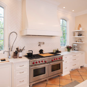 Custom Kitchen Hood and Stunning Ceiling Height Backsplash