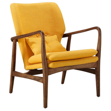 Manhattan Comfort Bradley Linen Weave Accent Chair, Yellow, Single