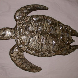 3D hand carved stone Hawaiian Sea Turtles - Tile
