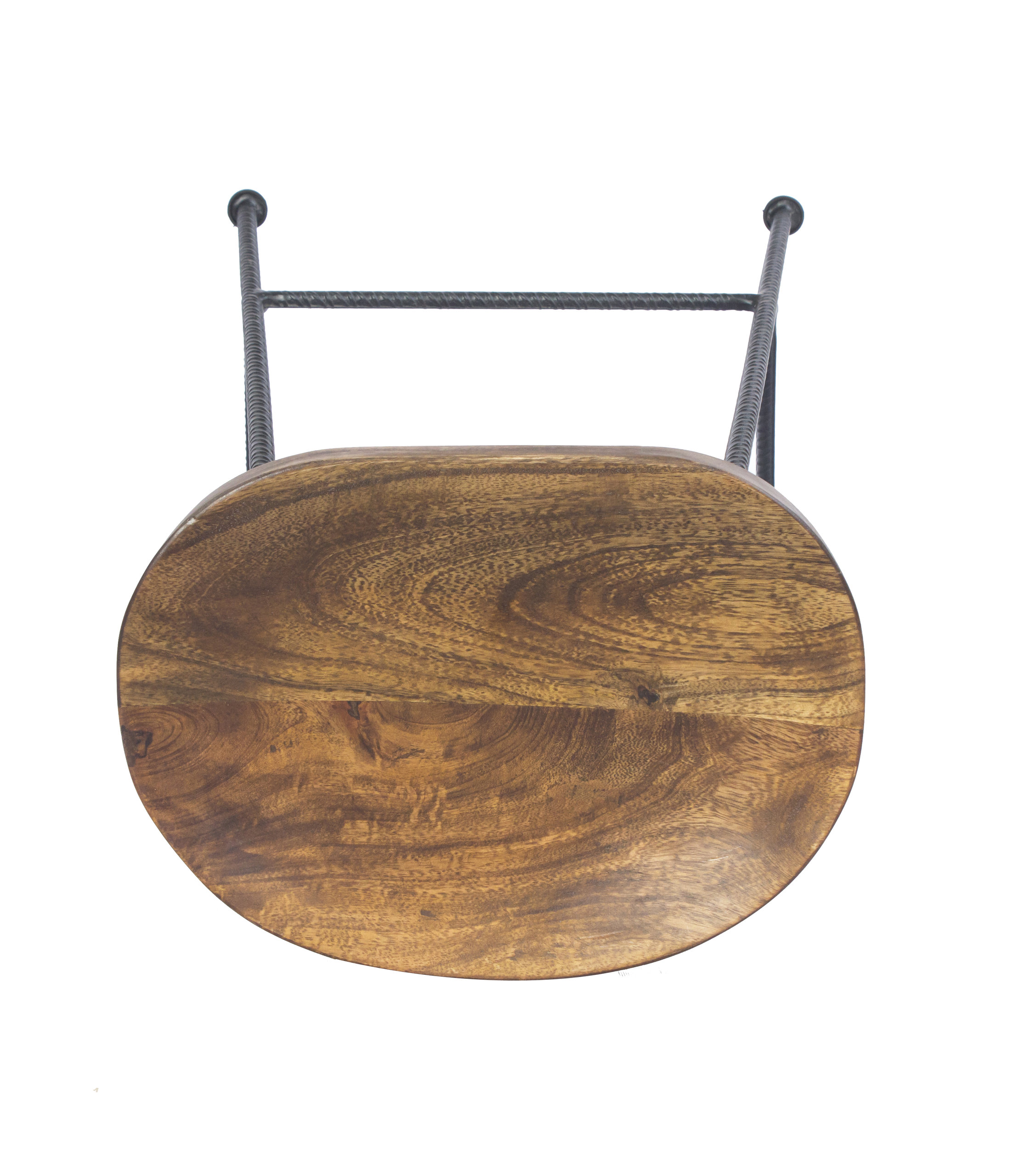 Mango Wood Saddle Seat Bar Stool With Iron Rod Legs, Brown and Black ...