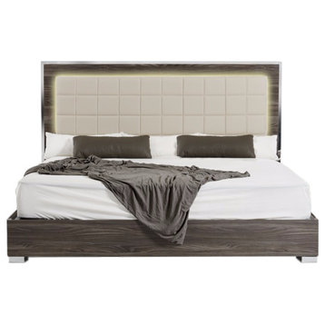 Modrest San Marino Modern Gray Bed, Queen