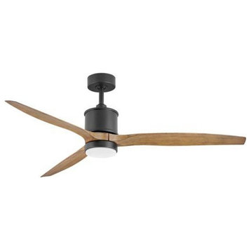60 Inch 3-Blade Ceiling Fan Light Kit-Matte Black Finish-Koa Blade Color