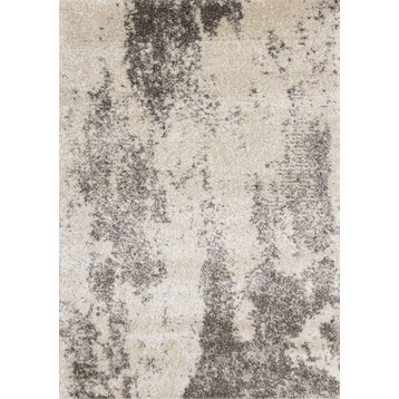 Lush Collection Cream Brown Abstract Luxury Rug, 5'3"x7'7"