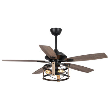 52 in Modern Ceiling Fan with Remote Control in Matte Black