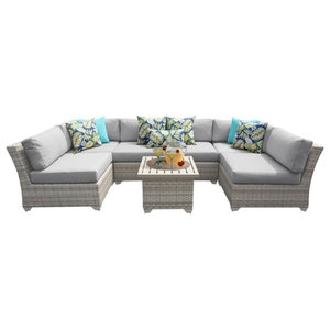 Oahu Outdoor Patio Furniture Sofa Sectional 7 Piece Set Tropical Outdoor Lounge Sets By Urban Furnishing