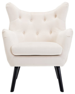 Mid Century Tufted Wingback Chair, White