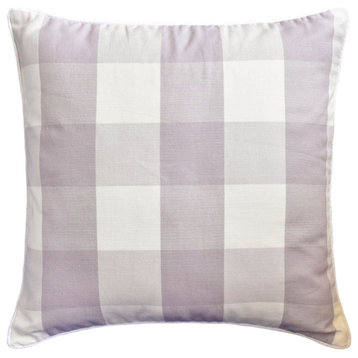 Lavender Cotton Buffalo Checks, Plaid Nursrey 16"x16" Pillow Cover - Lilac Plaid