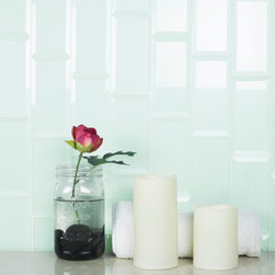 Abolos - Frosted 3"x6" Beveled Glass Subway Tile,Mint Blue, Piece - Mosaic Tile