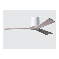 Irene3H 3-Blade Flushmount Fan With Barn Wood Blades, Gloss White, 52"