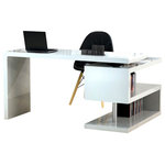J&M Furniture - J&M Furniture A33 Office Desk, White - Crafted in a white lacquer finish, the A33 modern office desk features a simplistic design that captures the eye. Equipped with a S-design bookcase, this desk is perfect for extra storage and organization.