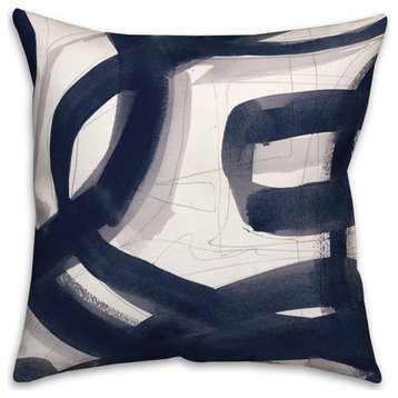 Blue Abstract Brushstrokes 18x18 Indoor/Outdoor Pillow
