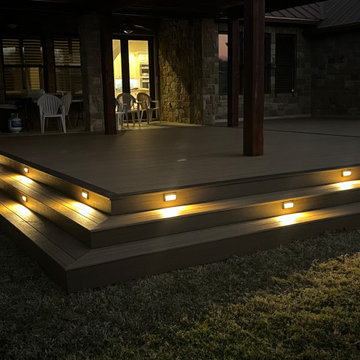 Cedar pergola and composite deck with lighting