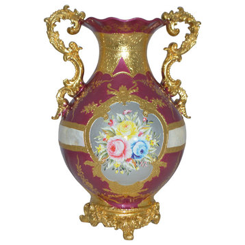 decoration Vase Gold and Pink -  Size: 12"L x 9"W x 17"H.