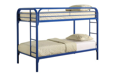 Fordham Twin Over Twin Bunk Bed With Built-In Ladders Blue