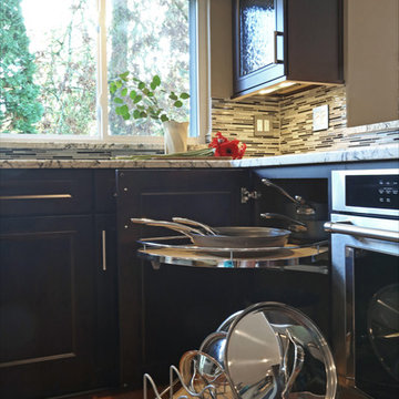 Kitchen & Media Wall Espresso Brown Cabinetry
