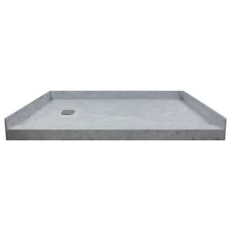 Transolid Ready to Tile 60"Lx30"W Shower Base, Dark Gray, Left Hand Drain
