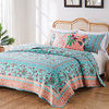 Barefoot Bungalow Audrey Quilt and Pillow Sham Set, Turquoise King