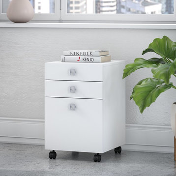Echo 3 Drawer Mobile File Cabinet, Pure White, Office By Kathy Ireland