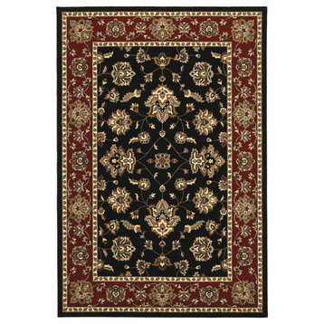 Aiden Traditional Vintage Inspired Black/Red Rug, 6'7" x 9'6"