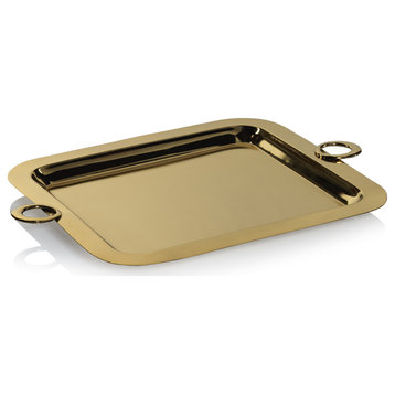 Ollie Gold Polished Brass Serving Tray, 21.25" x 15.5"