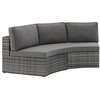 Afuera Living Outdoor Wicker Curved Patio Sectional Sofa in Gray
