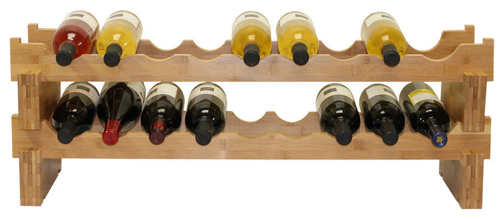 Oceanstar 18-Bottle Stackable Bamboo Wine Rack - Transitional - Wine ...