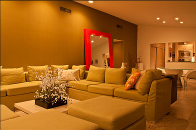 Example of a trendy living room design in Miami